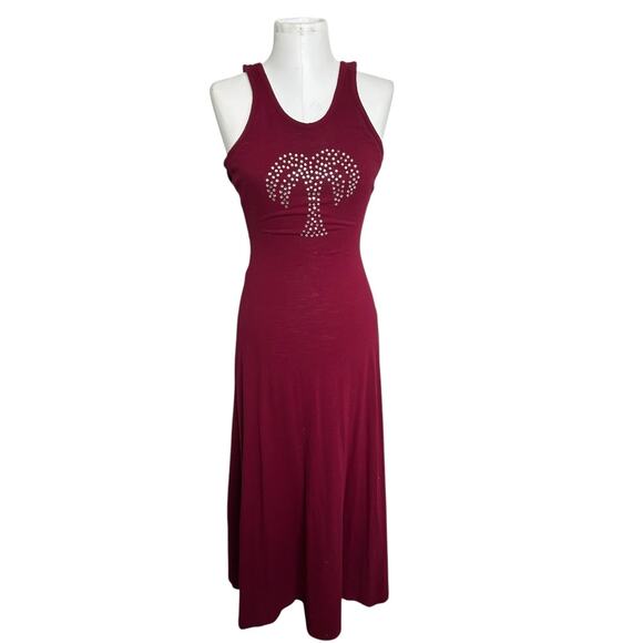 Oops California Dresses & Skirts - Vintage 70s OOPS California Jeweled Rhinestone A-Line Tank Maxi Dress Wine XS